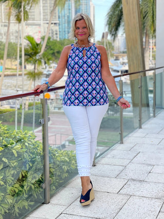 PINEAPPLE VACATION KEYHOLE TOP LULU-B