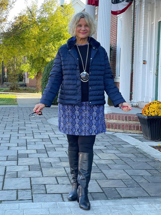 LULU-B PUFFER NAVY FAUX FUR JACKET LULU-B