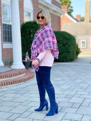 KATIE BLUE PLAID WRAP CALIFORNIA DREAMING