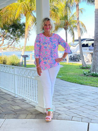CAROLINA PAISLEY ASYMMETRIC TOP LULU-B