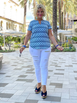 MELINA BLUE SHORT SLEEVE - Cathys Place