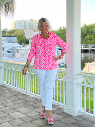PINK DIAMONDS RUFFLE TOP LULU-B