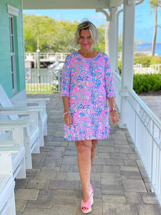 CAROLINA PAISLEY RUFFLE SLEEVE DRESS LULU-B
