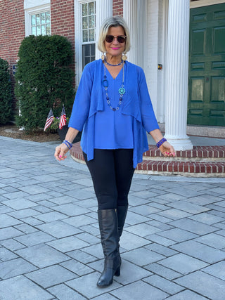 BLUE MESH RUFFLE WRAP LULU-B