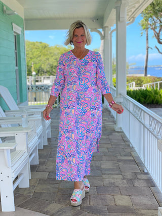 CAROLINA PAISLEY ELBOW MAXI LULU-B