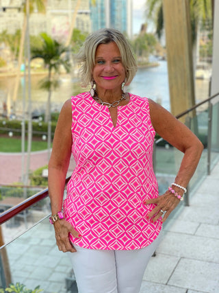 PINK DIAMONDS SLEEVELESS V NECK LULU-B