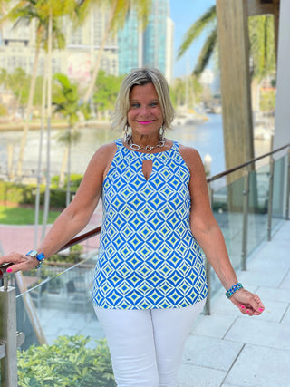 AQUA DIAMONDS KEYHOLE TOP LULU-B