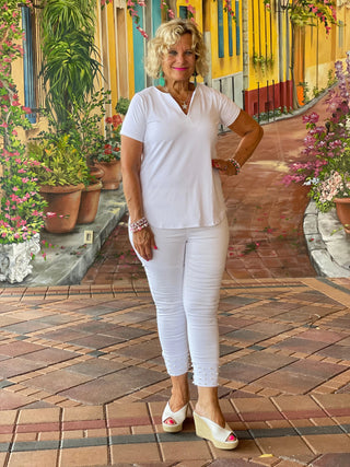 WHITE SHORT SLEEVE TOP LULU-B