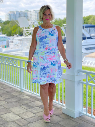 POST CARDS OF LOVE HALTER DRESS - Cathys Place