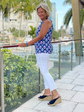 PINEAPPLE VACATION KEYHOLE TOP LULU-B