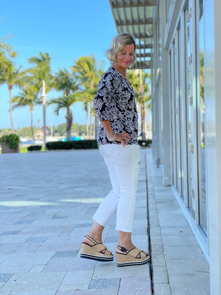 NAUTICAL LANE V-NECK TOP - Cathys Place