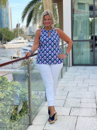 PINEAPPLE VACATION KEYHOLE TOP LULU-B