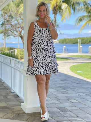 BLACK AND BEIGE LAYERED RUFFLE DRESS - Cathys Place