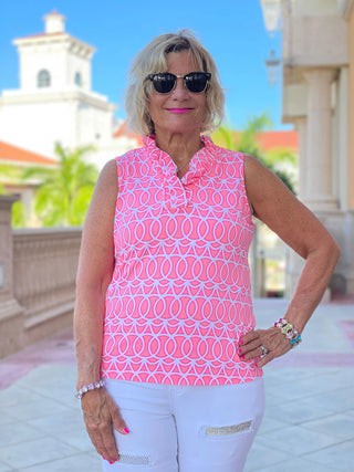 CANDY PINK SLEEVELESS RUFFLE - Cathys Place