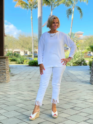 WHITE LONG WAFFLE SLEEVE - Cathys Place