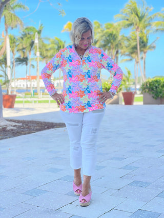 PALM BEACH GARDEN ZIPPER TOP - Cathys Place