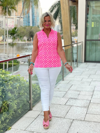 PINK DIAMONDS SLEEVELESS ZIPPER LULU-B