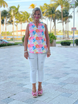 PALM BEACH GARDEN SLEEVELESS TOP - Cathys Place