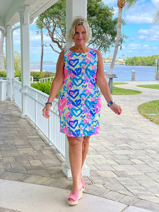 SECRET LOVE HEARTS SHIFT DRESS LULU-B