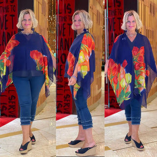 NAVY TULIP 7 WAY SCARF Cathys Place