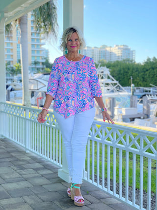 CAROLINA PAISLEY ASYMMETRIC TOP LULU-B