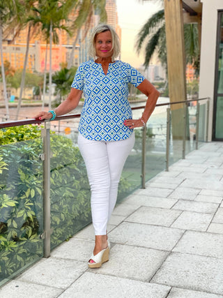 AQUA DIAMONDS SHORT SLEEVE LULU-B