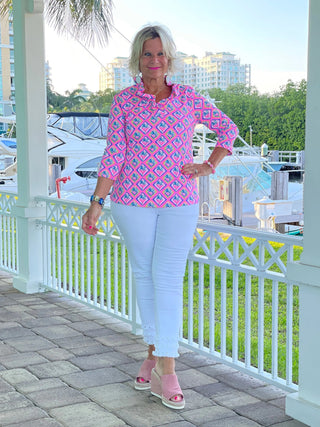 PALM TREE SIESTA RUFFLE TOP LULU-B