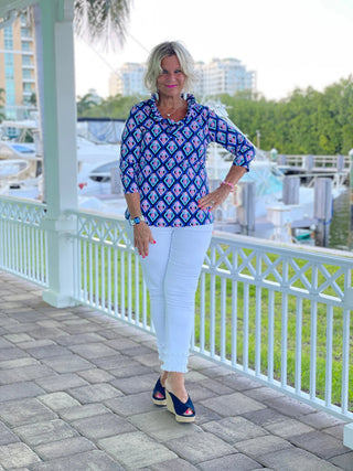 PINEAPPLE VACA RUFFLE TOP LULU-B