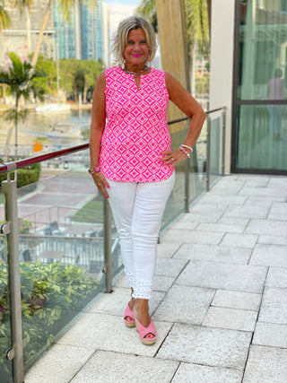 PINK DIAMONDS SLEEVELESS V NECK LULU-B