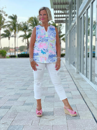 POST CARDS OF LOVE SLEEVELESS TOP - Cathys Place