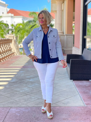 KEY WEST NAVY SEERSUCKER JACKET LULU-B