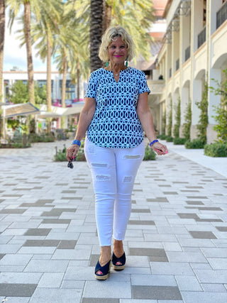 MELINA BLUE SHORT SLEEVE - Cathys Place