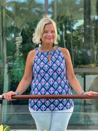 PINEAPPLE VACATION KEYHOLE TOP LULU-B