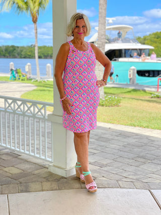 PALM TREE SIESTA HALTER DRESS LULU-B