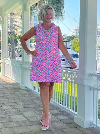 PALM TREE SIESTA RUFFLE DRESS LULU-B