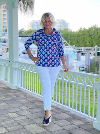 PINEAPPLE VACA RUFFLE TOP LULU-B