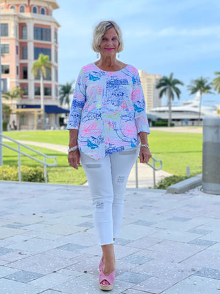 POST CARDS OF LOVE ASYMMETRIC TOP - Cathys Place