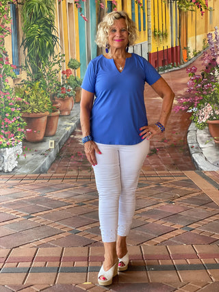 BLUE SHORT SLEEVE TOP LULU-B
