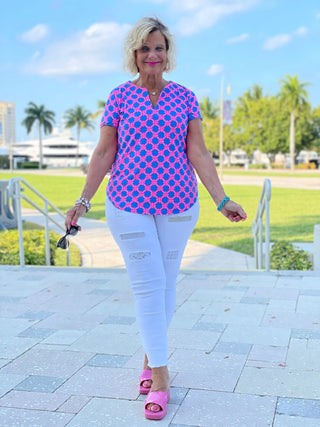 PINK SPADE SHORT SLEEVE TOP - Cathys Place