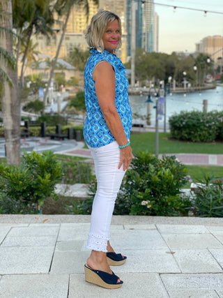 BAHAMA BLUE TURTLE SLEEVELESS RUFFLE LULU-B