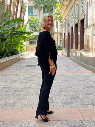 BLACK FRINGE TOP Cathys Place