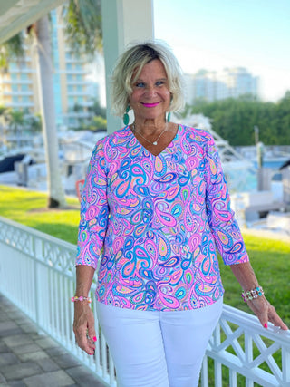 CAROLINA PAISLEY V NECK LULU-B