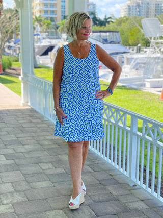 AQUA DIAMONDS LAYERED RUFFLE DRESS LULU-B