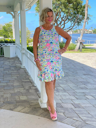 TIKI ESCAPE HALTER RUFFLE DRESS LULU-B