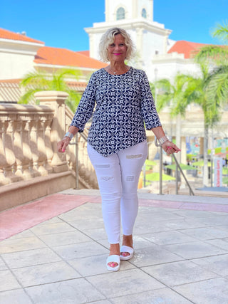 BRIGHTEN BLUE ASYMMETRIC TOP - Cathys Place
