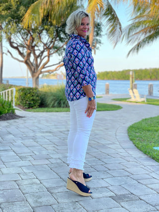 PINEAPPLE VACA RUFFLE TOP LULU-B