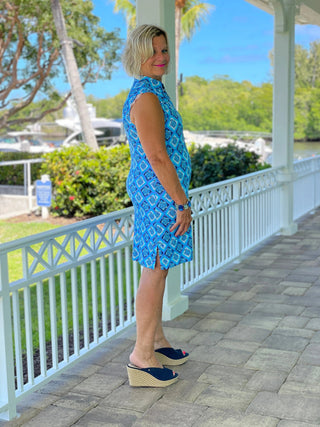 BAHAMA BLUE TURTLE COLLAR DRESS LULU-B