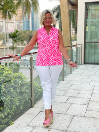 PINK DIAMONDS SLEEVELESS ZIPPER LULU-B