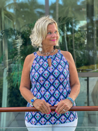 PINEAPPLE VACATION KEYHOLE TOP LULU-B