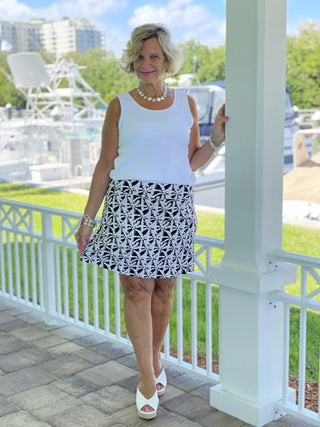 BLACK AND BEIGE PALM SKORT - Cathys Place